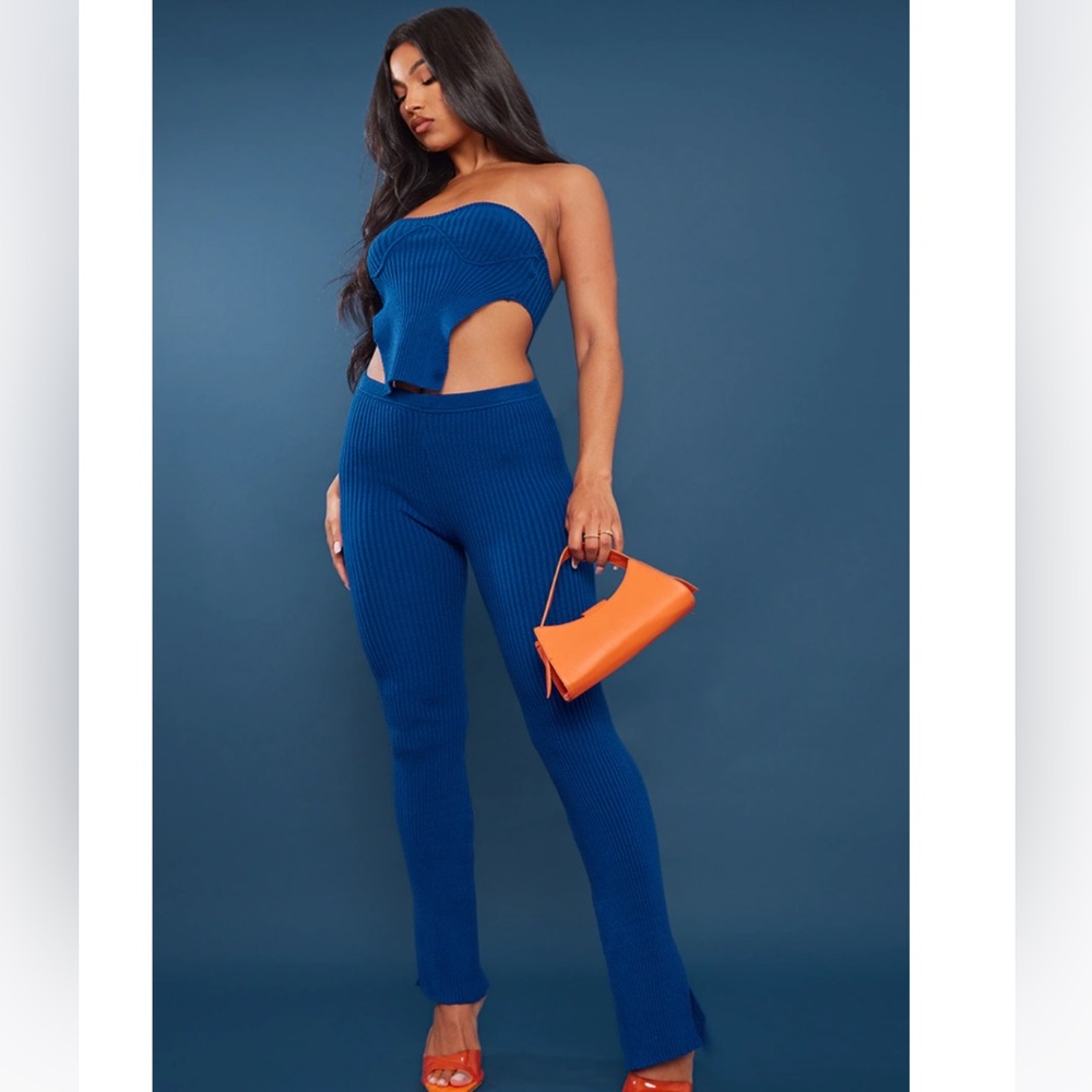 NWT Ribbed Knit Blue Pants - Picture 7 of 7